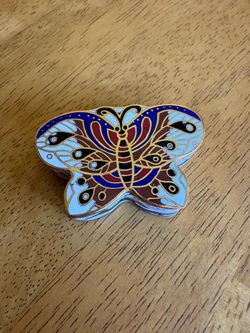 Vintage Chinese Cloisonné Enamel Butterfly Box