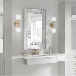 Rectangular Crystal Wall Mirror 36×23 Inch