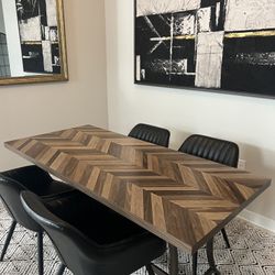 67x31x30 Dinning Room Table Modern Chevron Wood Dining Table
