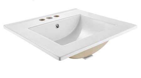 New 20.9 Inch Durable Rectrangle Lavatory Vanity Bathroom Sink - Pure White (20.9 Inch)