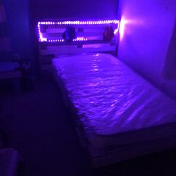 Boy Twin  Bed Frame On Wheels with LED Lights