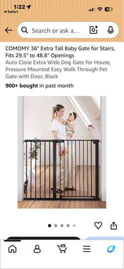 COMOMY 36" Extra Tall Baby Gate Black