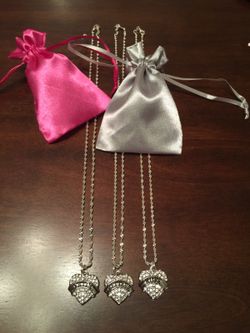 NEW Clear Believe, Hope, or Faith Heart Charm on Sterling Chain