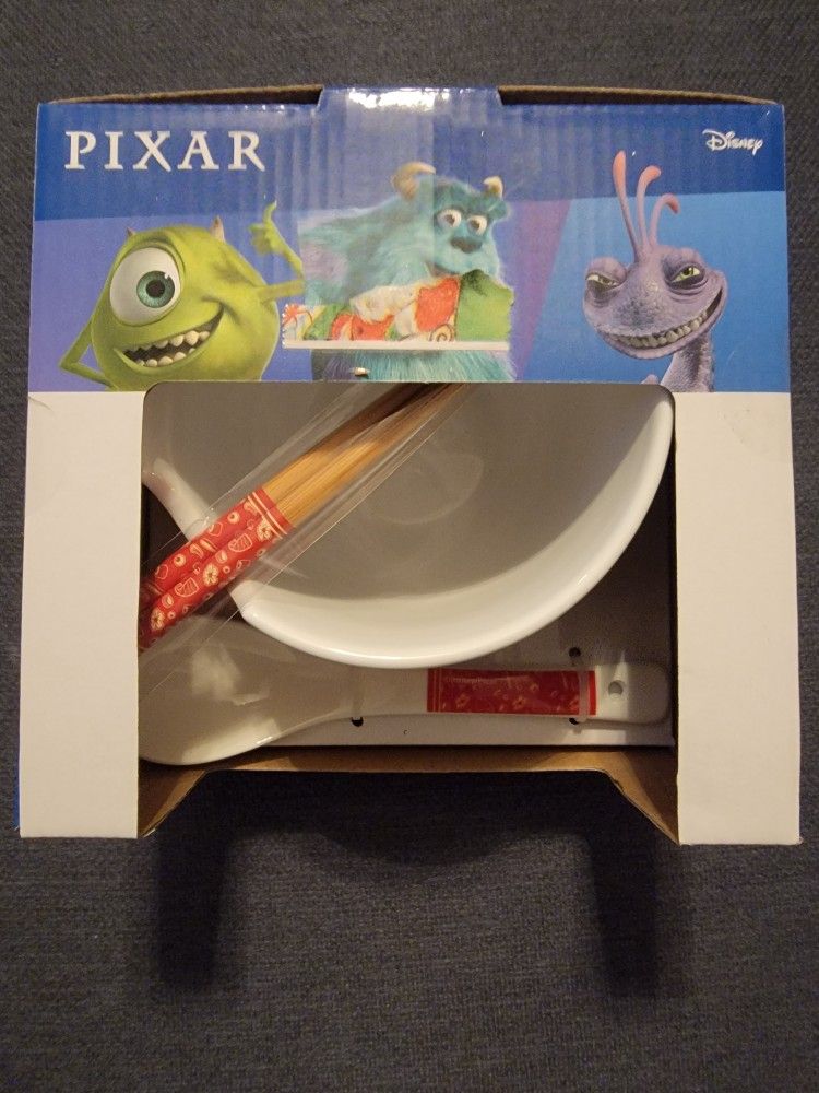 Monsters Inc. Ceramic Bowl With Chopsticks