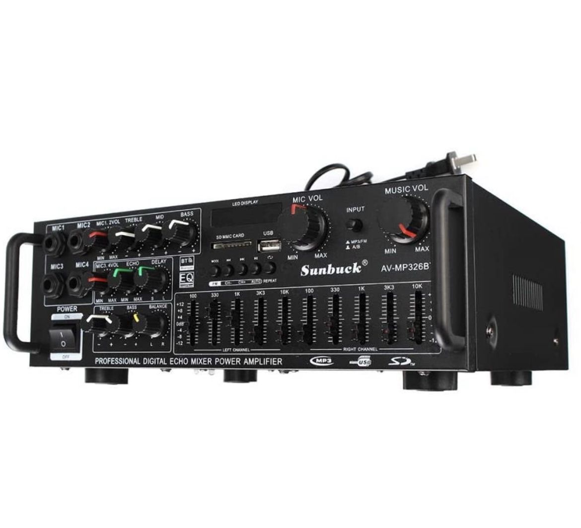 Yongse Sunbuck AV-MP326BT 220V 800W 4 ohm 2CH EQ Bluetooth Stereo Amplifier Support USB Disk SD Card