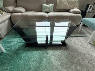 Set Of 2 Tables. Modern With Glass