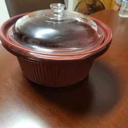 Rival Crock Pot Brown Stoneware Replacement Bowl with Glass Lid Vintage
