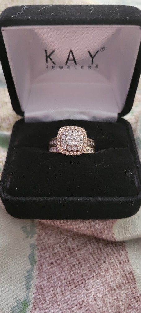 Diamond Cluster Wedding Set