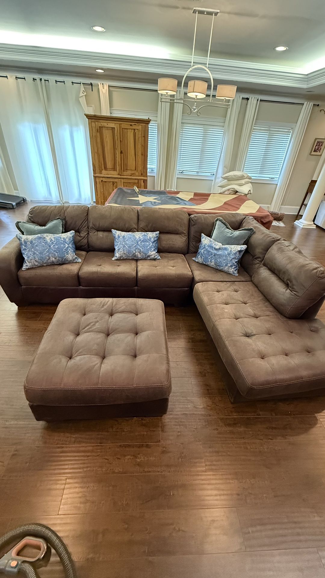 Two Piece Leather Sectional with Ottoman