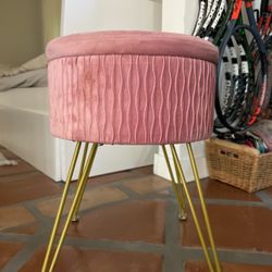 Pink velvet - Mini Stool Side Chair With Storage