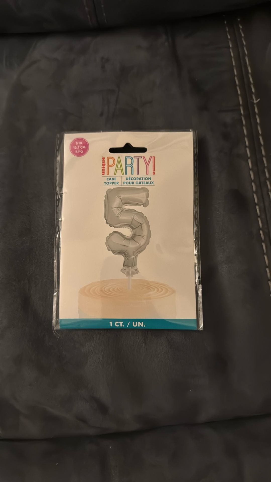 New In Package Number 5 Unique Party 5 Inch Silver Cake Topper Balloon Party Decoration