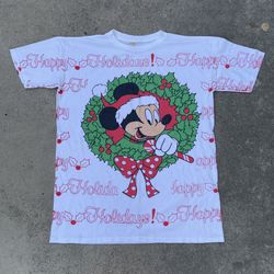 Vintage Mickey Mouse All Over Print Christmas Shirt