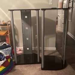 Two Entertainment Stands W/ Glass Shelves