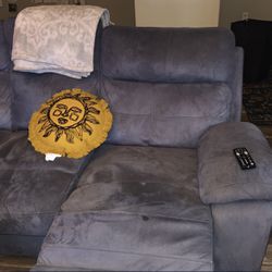 Blue Recliner Couch Set 