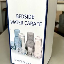 Water Carafe With Cup - Clear Glass