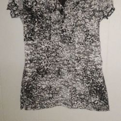 AB Studio Black/White Lace 3 Button Top Sz Sm $5 MPU SERIOUS INQUIRIES ONLY