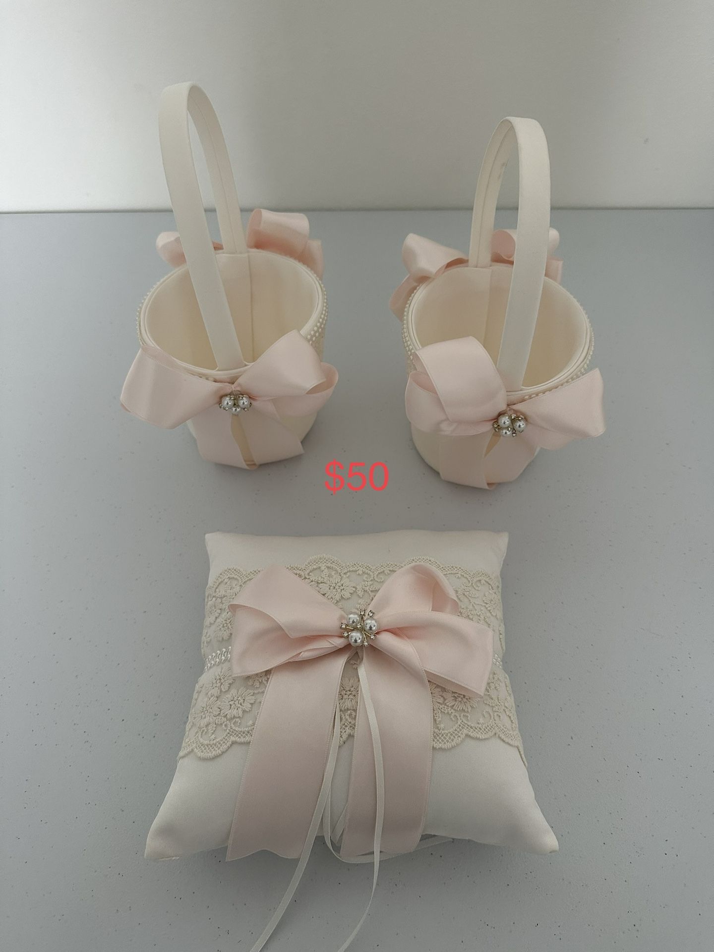 2 Flower Girl Baskets/Ring Bearer Pillow