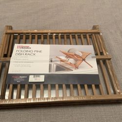 NEW Folding Pine Dish Rack by Home Basics
