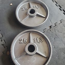 Set Of 2x25lbs Olympic Weights Thats 50lbs Together..