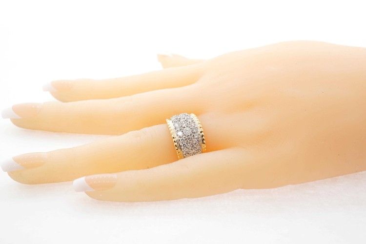 14K Multi Color Gold White and Yellow Cocktail Ring Band with