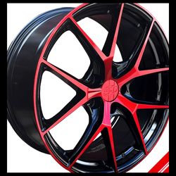Brand New 18" SPD 016 5x114.3 Gloss Black Red Milled Wheels