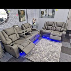 Leather LED Recliner Furniture Pieces 