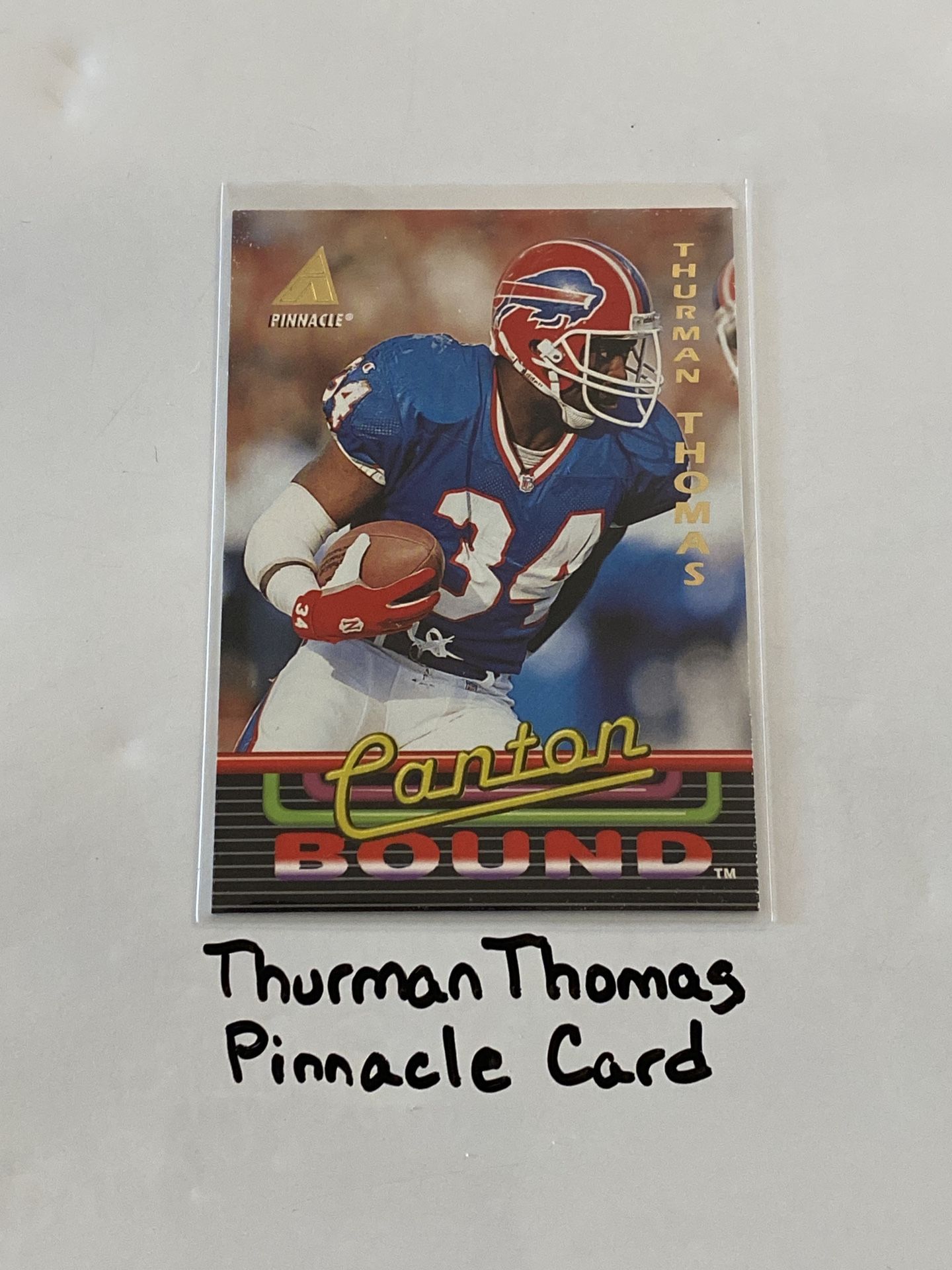 Thurman Thomas Buffalo Bills Hall of Fame RB Pinnacle Card.