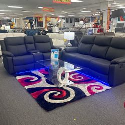 Stunning Sofa&Loveseat 4x Recliners & LED Lighting 