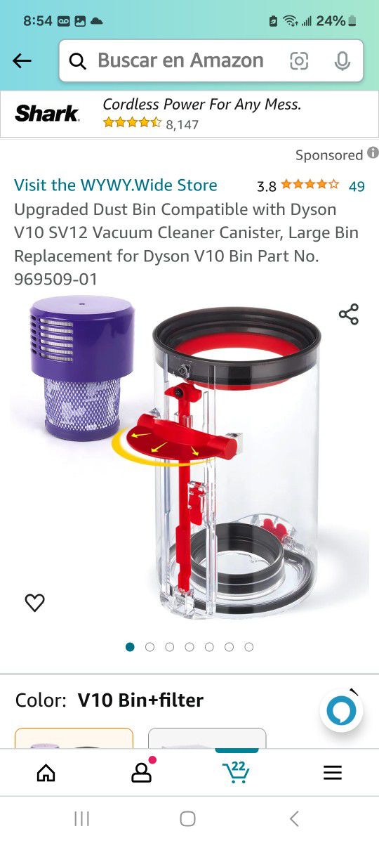 Upgraded Dust Bin Compatible with Dyson
V10 SV12 Vacuum Cleaner Canister New