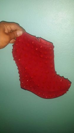 Sheik red wedge heels with spikes...size 6 1/2...great condition