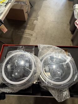 7" LED Headlights Halo Angle Eyes For Jeep Wrangler JK JKU LJ TJ CJ 1996-2018 (1 Pair)