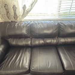 Dark Brown Leather Couch – Good Condition
