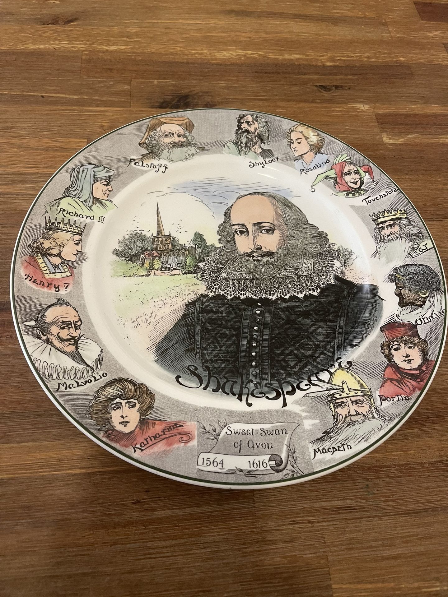 Vintage Royal Doulton 10.5" Cabinet Plate Shakespeare & Characters D6303 England