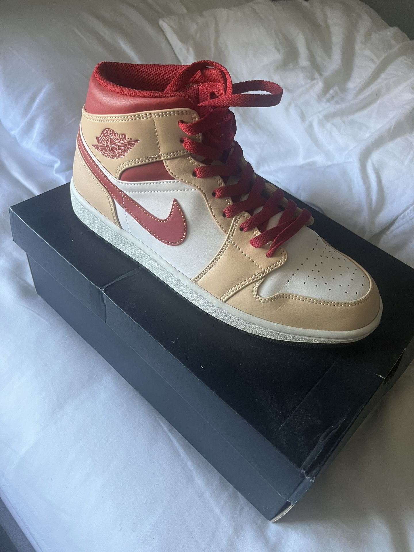 Nike Air Jordan 1 Mid Curry Cardinal Red Men’s Size 10.5