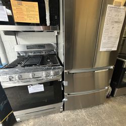 LG refrigerator stove and microwave