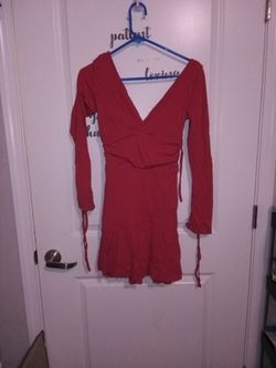 Red Long Sleeve Mini Dress