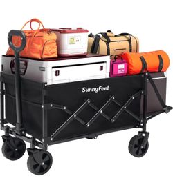 SUNNYFEEL 330lbs Wagons Carts Foldable with Extended Tailgate,Heavy Duty
