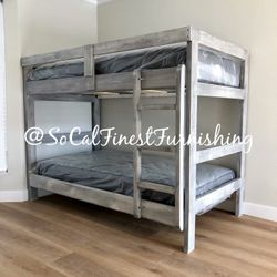 New Twin Bunk Bed With Mattresses 