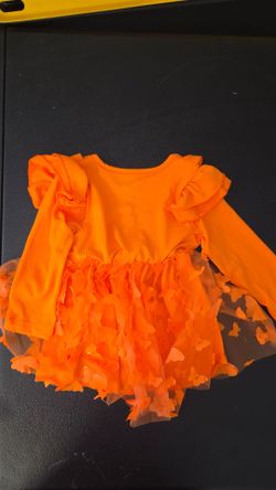 Orange Girls Tutu Dress with Butterfly dress