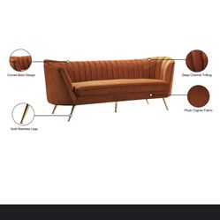 Cognac Orange 88” Couch