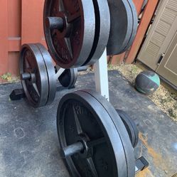 Set Of 255 Lbs Olympic Weights Plates 