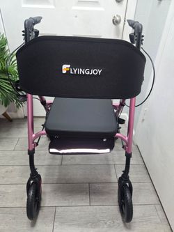 Foldable Rollator Walkers for Seniors with Seat,4 Wheel Rolling Walker