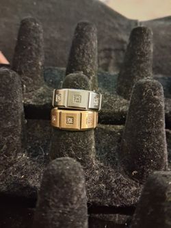 Sterling Silver And GOLD couples Engagement Rings