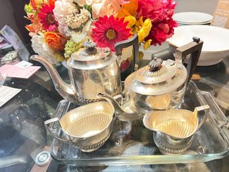 Silver vintage tea set