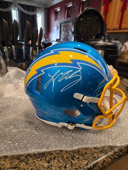 Ladd McConkey Signed Full Size Authentic Helmet Blue And Gold 