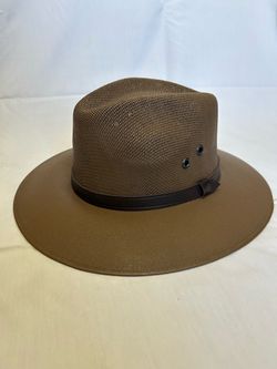Brown Wide Brim Fedora Hat