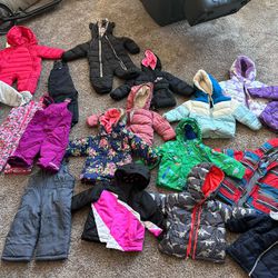 18 month old winter gear, snow pants/snow bibs/coats and winter gear for all sizes!