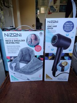 NiZONi Neck & Shoulder Heating Pad and Ionic Hair Dryer Bundle