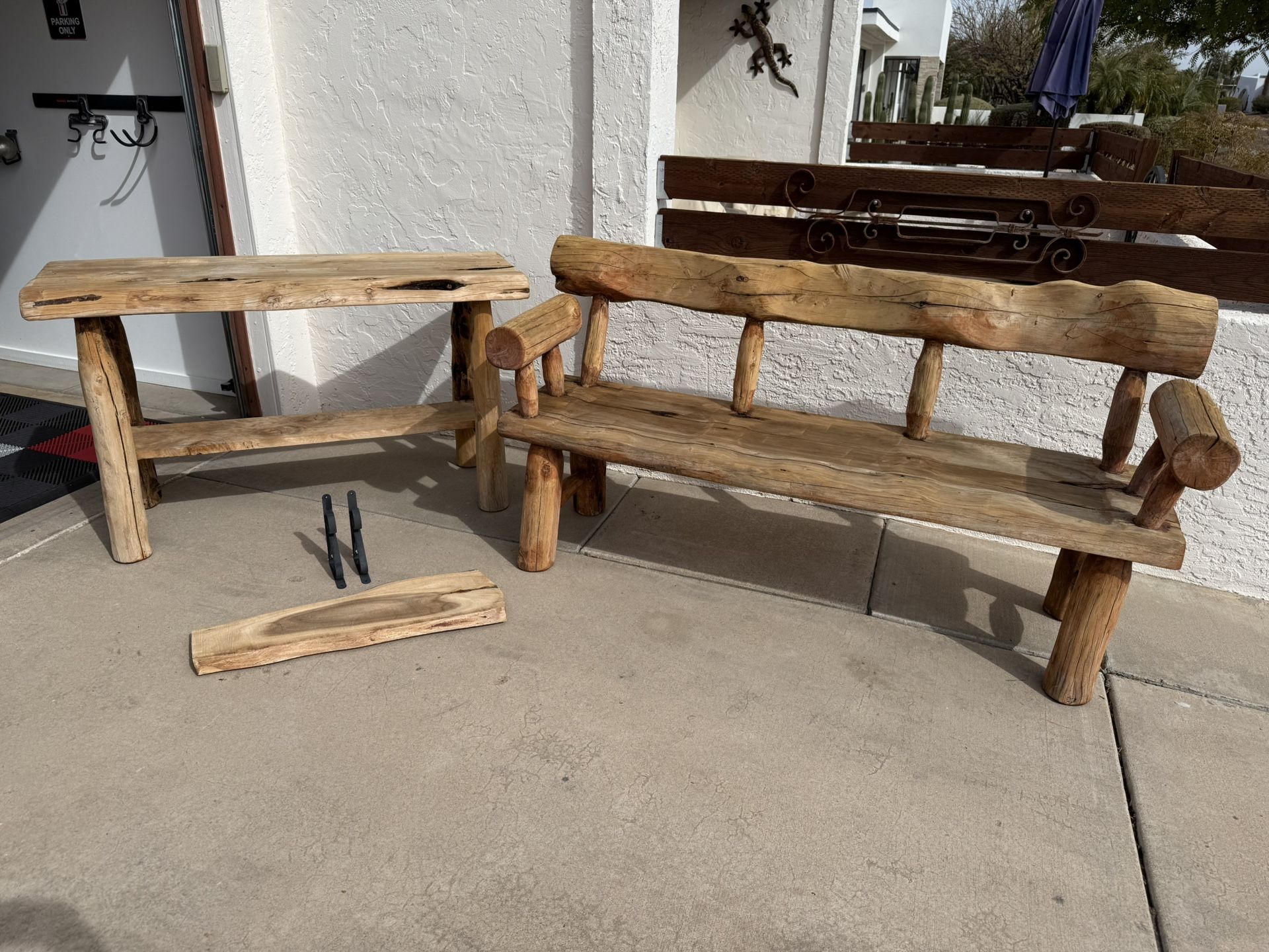 Rustic Bench, Table, and Shelf Set