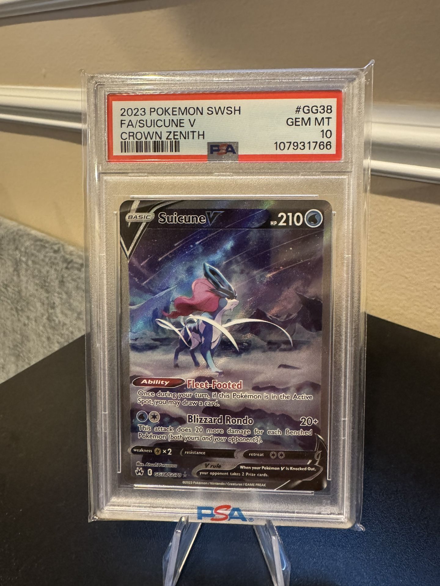 PSA 10 Gem Mint Pokemon Crown Zenith Suicune V #GG38/GG70 Full Art Pokemon Card